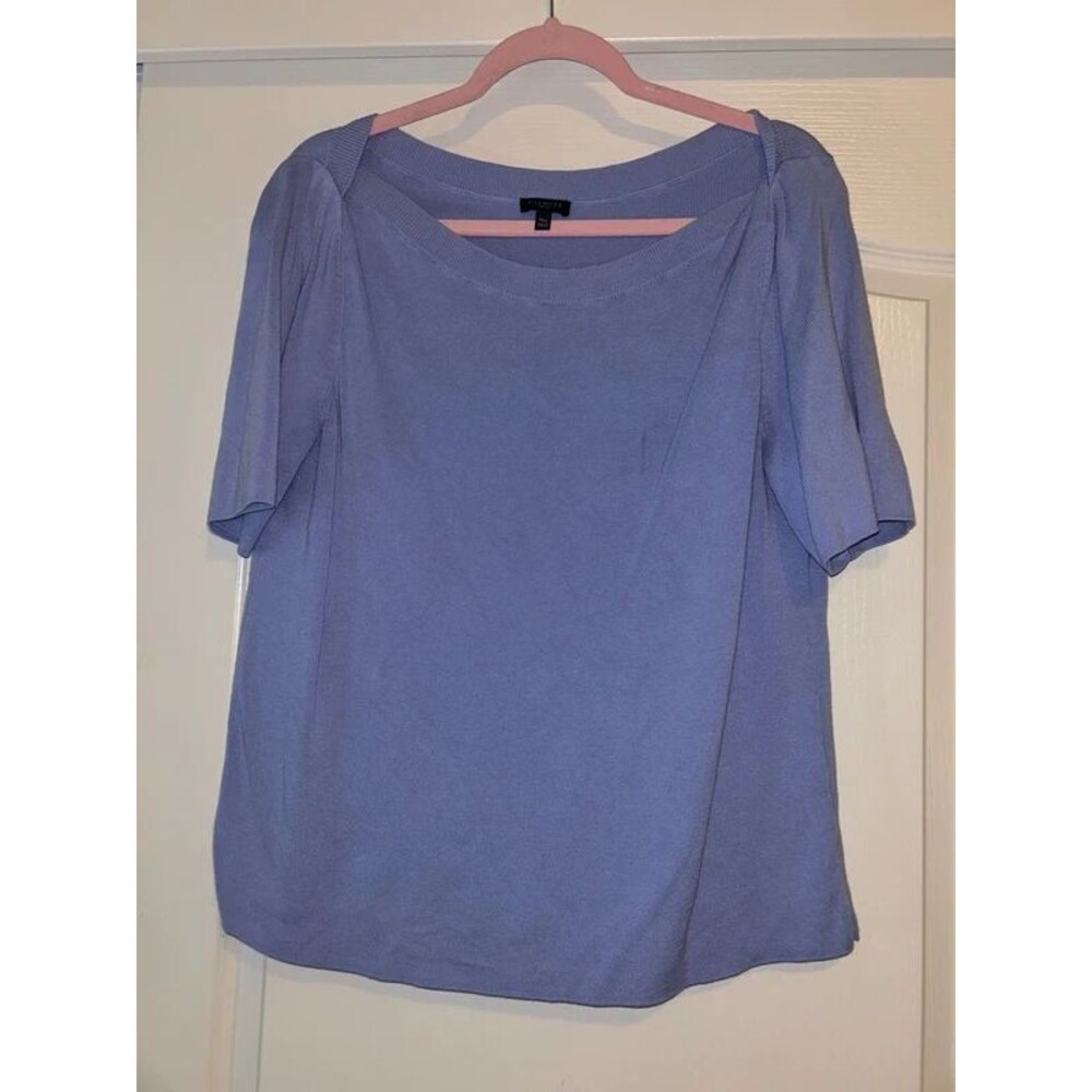 Talbots boatneck light blue short elbow sleeve sweater top XLP